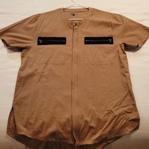Large Khaki zip up dress shirt